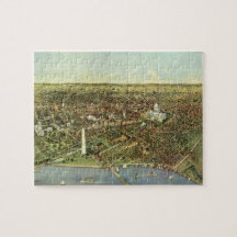 Mapa antiguo con vista panorámica de Washington DC