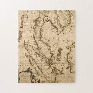 Puzzle Mapa antiguo de Asia sudoriental el   1687