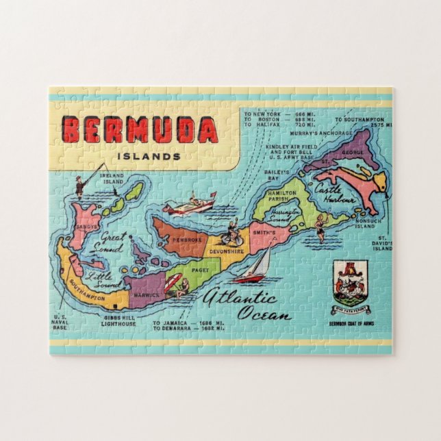 Puzzle Mapa antiguo de Bermudas  (Horizontal)