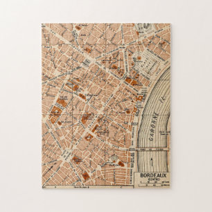 Puzzle Mapa antiguo de Burdeos Francia 11x14 