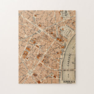 Puzzle Mapa antiguo de Burdeos Francia 11x14