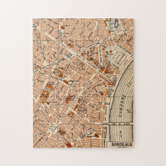 Puzzle Mapa antiguo de Burdeos Francia 11x14 (Vertical)
