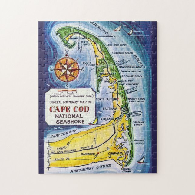 Puzzle Mapa antiguo de Cape Cod de 11x14 (Vertical)