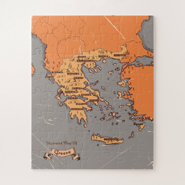 Puzzle Mapa antiguo de condados de Grecia (Vertical)