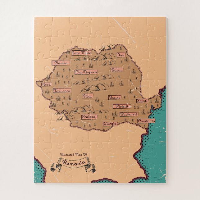 Puzzle Mapa antiguo de condados de Rumania (Vertical)