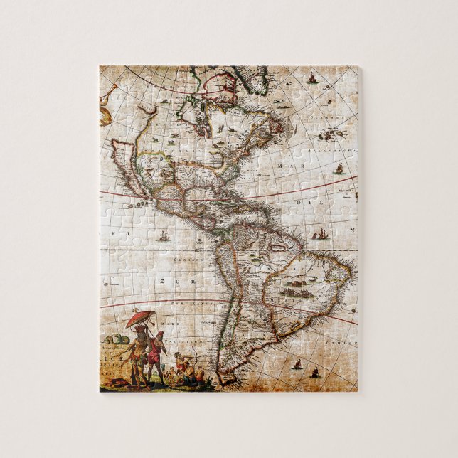 Puzzle Mapa antiguo de Continente América (Vertical)