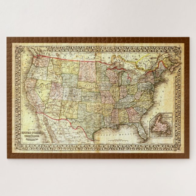 Puzzle Mapa Antiguo de Estados Unidos (Horizontal)