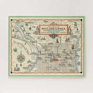 Puzzle Mapa antiguo de Filadelfia 16x20