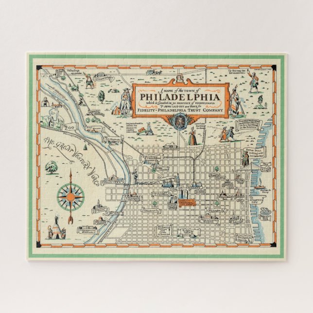 Puzzle Mapa antiguo de Filadelfia 16x20 (Horizontal)