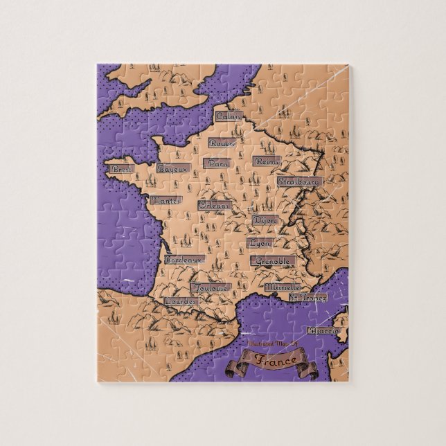 Puzzle Mapa Antiguo de Francia (Vertical)