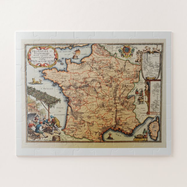 Puzzle Mapa antiguo de Francia (Horizontal)