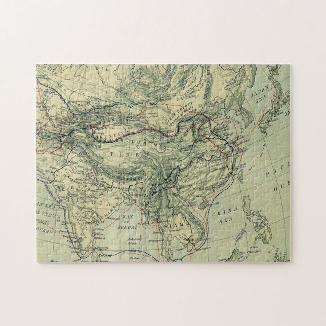 Puzzle Mapa antiguo de India y Tíbet (Horizontal)