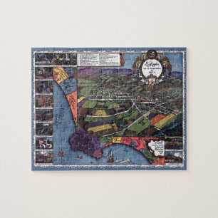 Puzzle Mapa Antiguo de la Ciudad de Los Ángeles, Californ