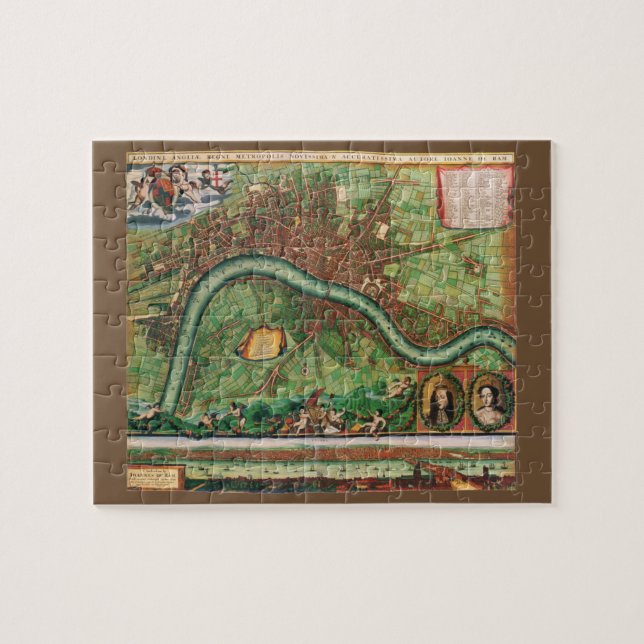 Puzzle Mapa Antiguo de las Calles de Londres de Johannes  (Horizontal)