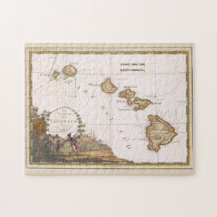 Puzzle Mapa Antiguo de las Islas Hawaii Asesinato del Cap