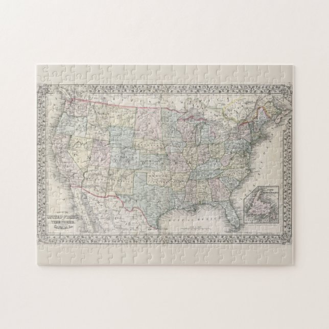 Puzzle Mapa Antiguo de Mitchell de los Estados Unidos (18 (Horizontal)