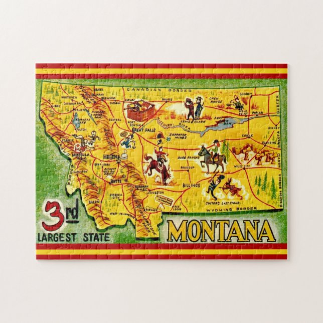 Puzzle Mapa Antiguo de Montana 11x14 (Horizontal)