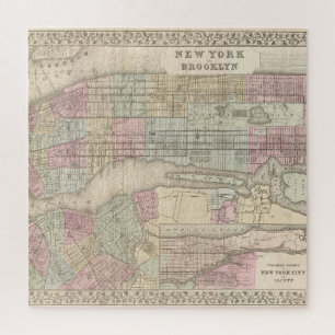 Puzzle Mapa Antiguo de Nueva York y Brooklyn