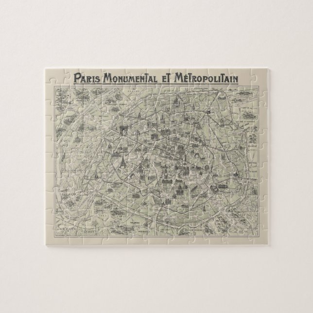Puzzle Mapa Antiguo De París (Horizontal)