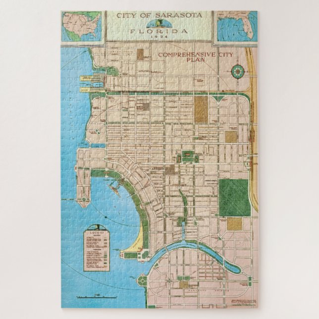 Puzzle Mapa antiguo de Sarasota FL 20x30 (Vertical)