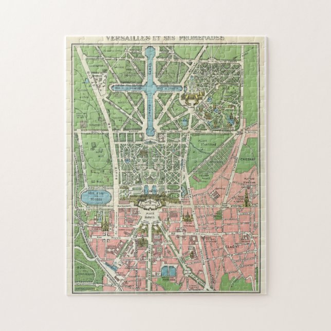 Puzzle Mapa Antiguo De Versalles, Francia Vintage (Vertical)