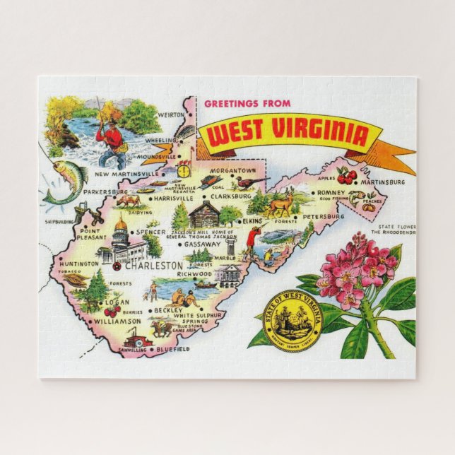 Puzzle Mapa Antiguo de Virginia Occidental (Horizontal)