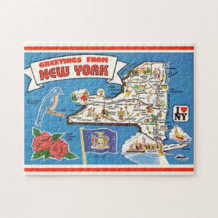 Puzzle Mapa Antiguo del Estado de Nueva York 11x14