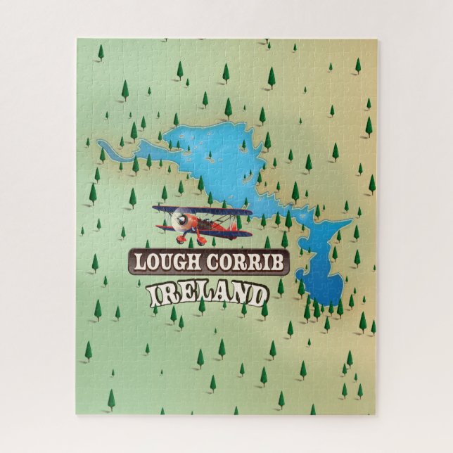 Puzzle Mapa antiguo del lago Corrib Irlanda. (Vertical)