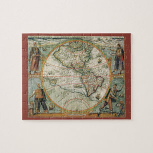 Puzzle Mapa antiguo del mundo de las Américas, 1597