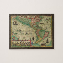 Puzzle Mapa Antiguo del Mundo de las Américas por Hondius