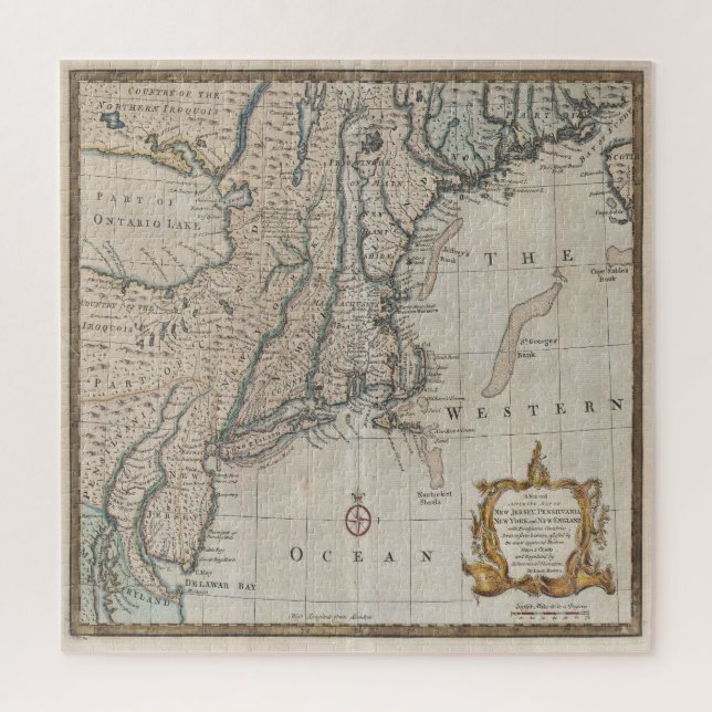 Puzzle Mapa Antiguo del Noreste de EE. UU. (Vertical)