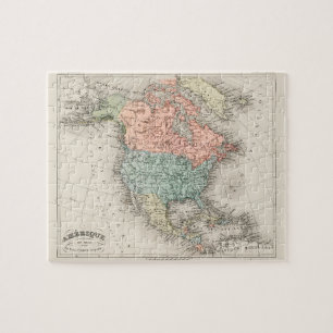 Puzzle Mapa cartográfico vintage de América del Norte (