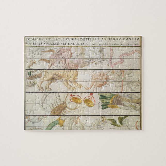 Puzzle Mapa celeste vintage, astronomía de John Seller (Horizontal)