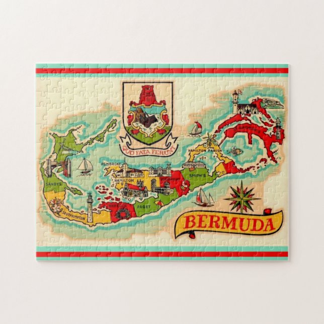 Puzzle Mapa clásico antiguo de Bermudas 11x14 (Horizontal)