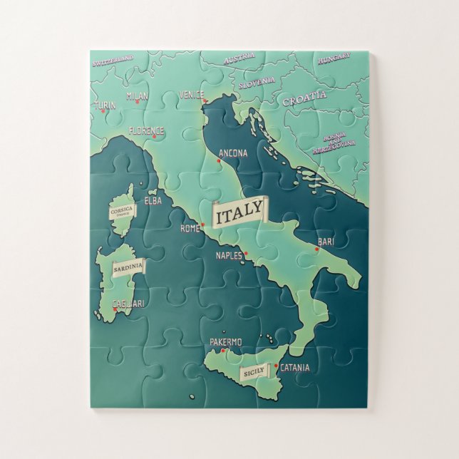 Puzzle Mapa Clásico De Italia (Vertical)