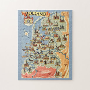 Puzzle Mapa colorido de Holanda 
