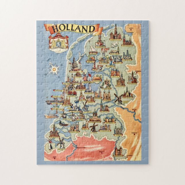 Puzzle Mapa colorido de Holanda  (Vertical)