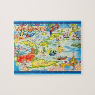 Puzzle Mapa Colorido de las Islas Vírgenes 8x10