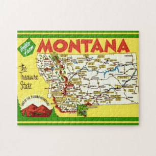 Puzzle Mapa Colorido de Montana 11x14