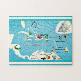 Puzzle Mapa Colorido del Caribe