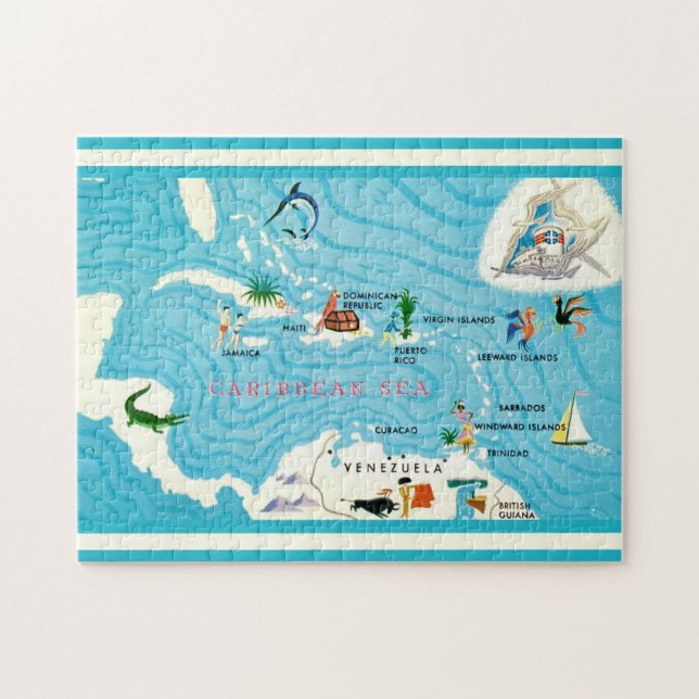 Puzzle Mapa Colorido del Caribe  (Horizontal)
