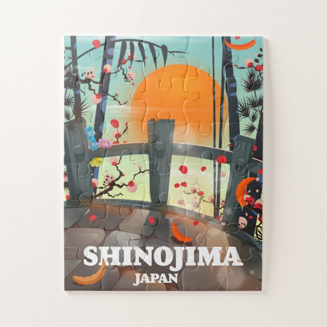 Puzzle Mapa de afiches de viaje de Shinojima (Vertical)