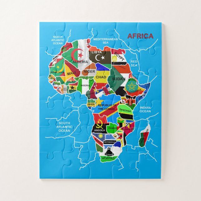 Puzzle Mapa de África con banderas (Vertical)