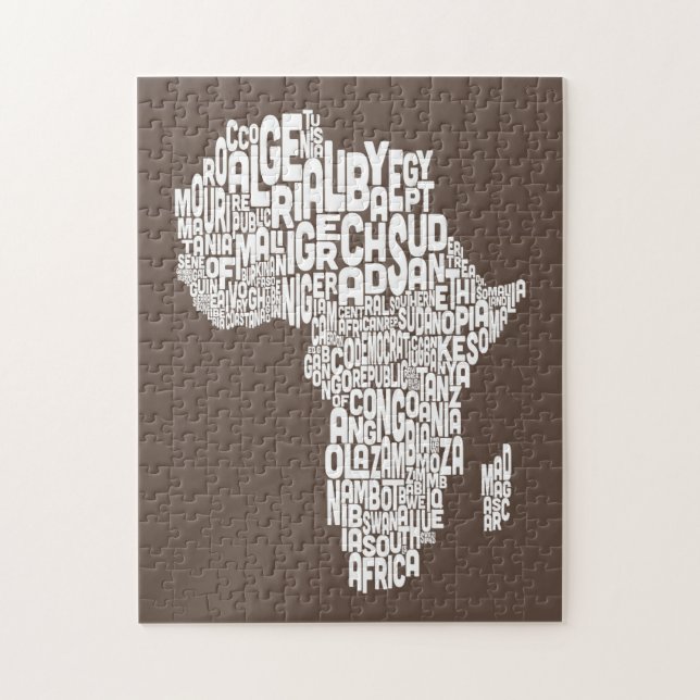 Puzzle Mapa de África Mapa Arte de texto (Vertical)