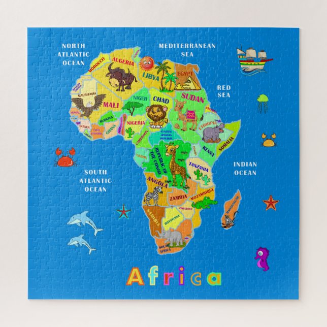 Puzzle Mapa de África para niños (Vertical)