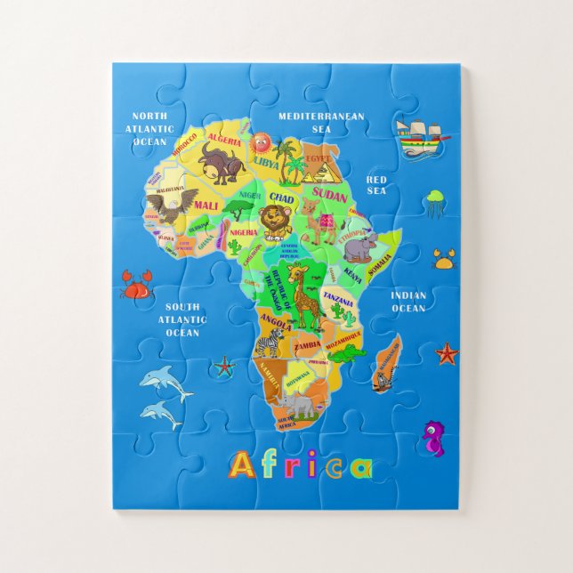 Puzzle Mapa de África para niños (Vertical)
