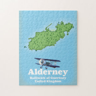 Puzzle Mapa de Alderney Bailiwick de Guernsey Reino Unido