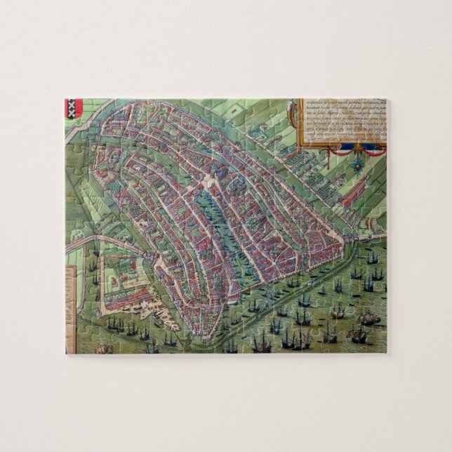 Puzzle Mapa de Amsterdam, de 'Civitates Orbis Terrarum (Horizontal)
