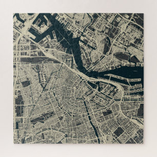 Puzzle Mapa de Amsterdam de época: Retro Minimalista