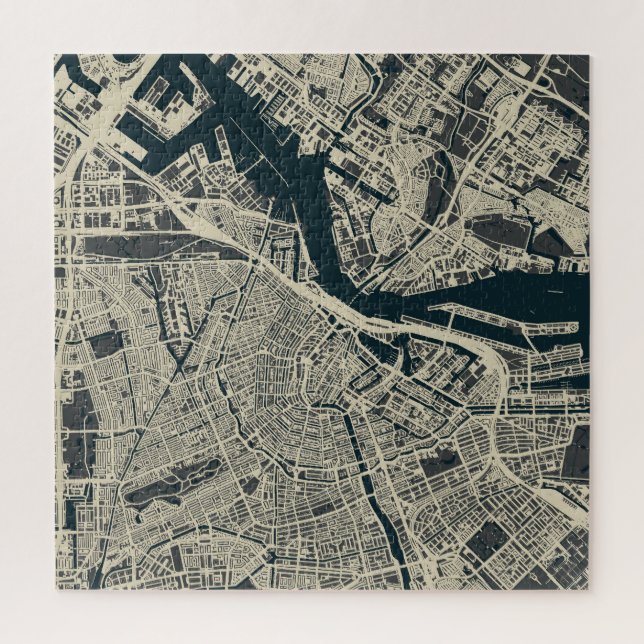 Puzzle Mapa de Amsterdam de época: Retro Minimalista (Vertical)